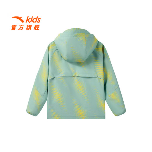 ANTA Children's Jacket Men's and Older Children's Clothing 2025 Spring and Summer New Simple and Comfortable Hooded Woven Sports Top Sun Protection Jacket Fisheye Green-3 130 cm/Kids cm
