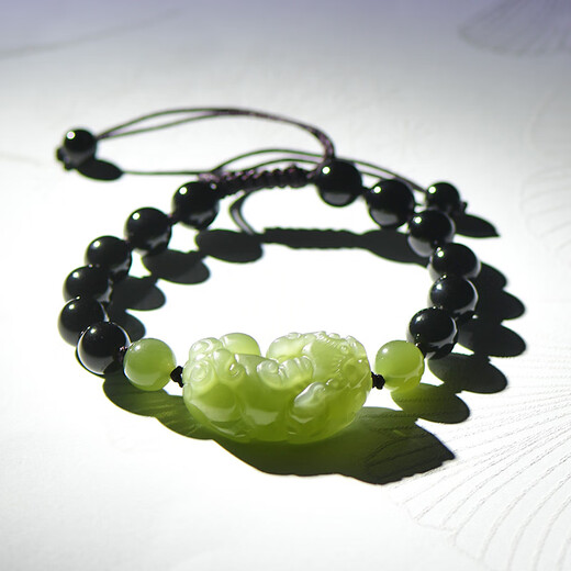 
Keyukaoju live selection Hetian jade Pixiu bracelet Men and women Pixiu bracelet Jade Hetian jade bracelet Jewelry Green jade Pixiu bracelet D1369p