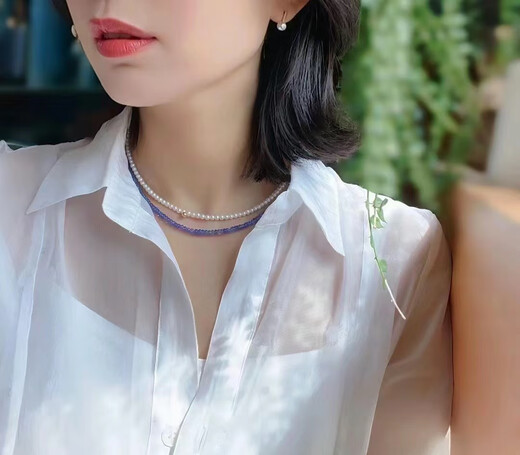 Hunter 18k gold tanzanite necklace faceted natural gemstone necklace for women versatile spring and summer vitality girl purple 18k gold tanzanite faceted 42cm