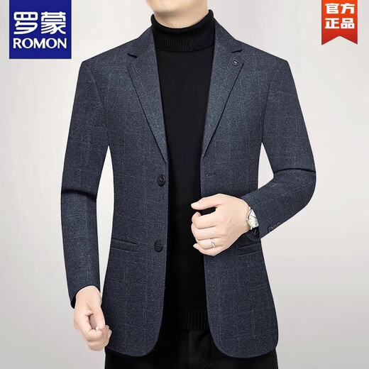 Romon 2025 Automne New Men's Blazer Suit décontracté d'âge moyen Slim Single Single Top Dad Suit 723 Bleu 195 Convient pour 180-195 Jin [Jin est égal à 0,5 kg] 4xl