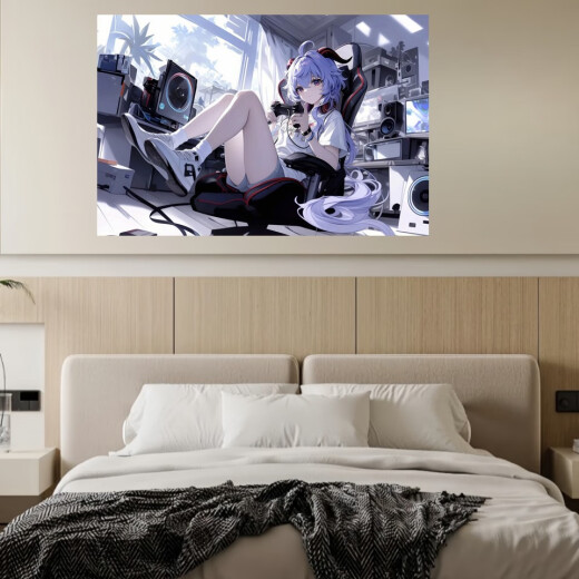 Genshin Impact Ganyu Liuhua 2d Goddess Modern E-Sports Room Internet Internet Poster Decoration y fea pegatina H4839-1 Ancho 15 Long 8 cm (tamaño móvil)
