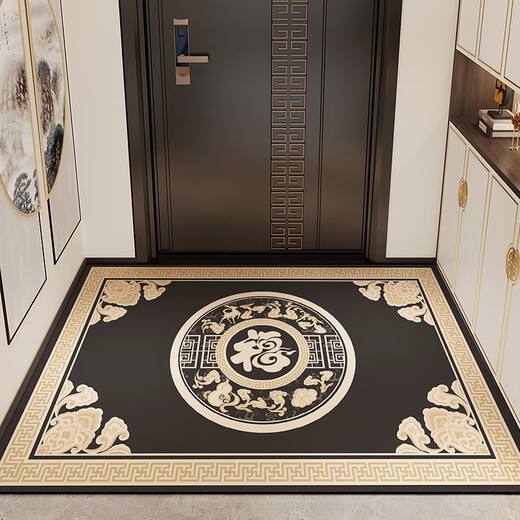 茗芮居高端入户门地垫客厅硅藻泥吸水地垫玄关金黄色入户地垫吸水可裁剪 福气中灰~NC~12137 160*230cm升级硅藻泥]