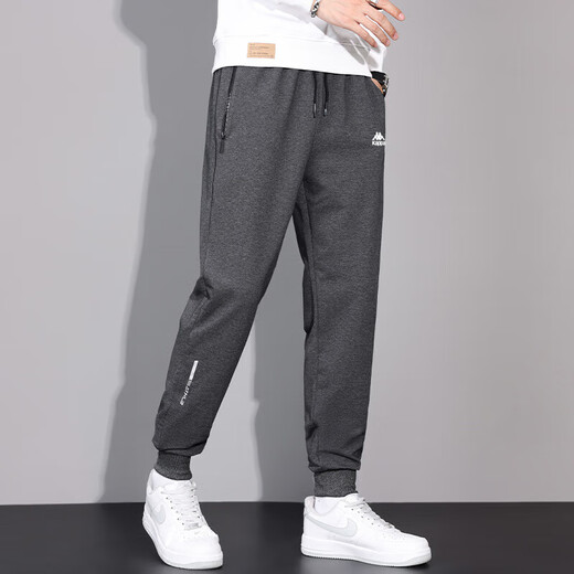 Kappa (Kappa) back-to-back casual pants for men's spring and autumn 2024 new loose large-size sports pants versatile teen casual pants black flat feet 4XL (recommended 175-190Jin [Jin equals 0.5 kg])