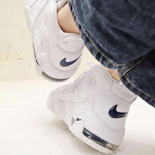 Nike (NIKE) Women's Shoes AIR MORE UPTEMPO (GS) Pippen Big Air Black and White Trendy Retro Sports Shoes Basketball Shoes DH9719-100 White/Little Blue Hook 35.5