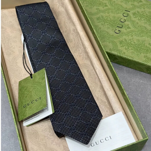 古驰（GUCCI）GUCCI男士桑蚕丝领带礼盒生日礼物 黑色