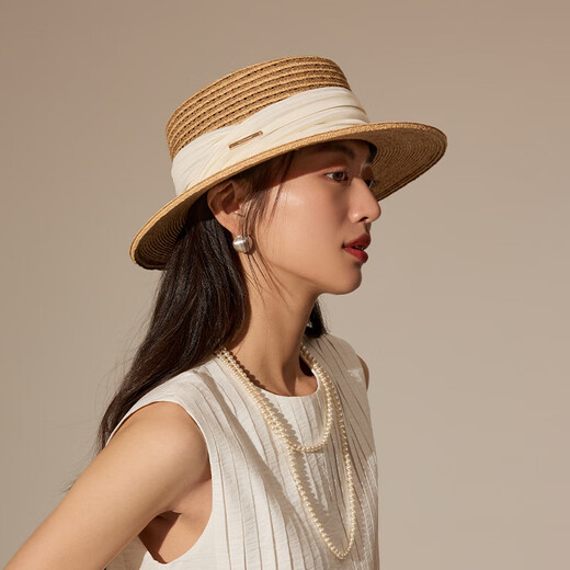 Siggi防晒草帽女春夏法式出游平顶遮阳帽时尚休闲海边度假礼帽送礼母亲