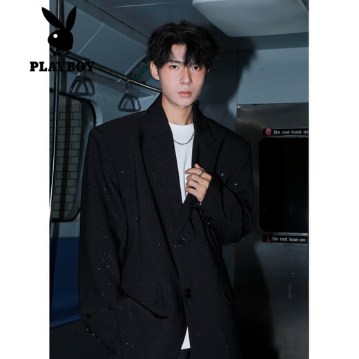 Playboy (PLAYBOY) blazer men's starry shoulder pads handsome style suit hairstylist wear engagement dress jacket black 4XL