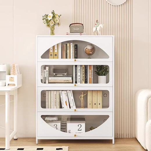 Yushili Steel Staubdichtes Bücherregal mit Glastüren Haushaltsaufbewahrungsschrank mehrschichtige bodengesteuertes Kinderbuchhandel Eisenschrank Weiß 5 Türen-Länge 600*Breite 350*Höhe 1695 mm