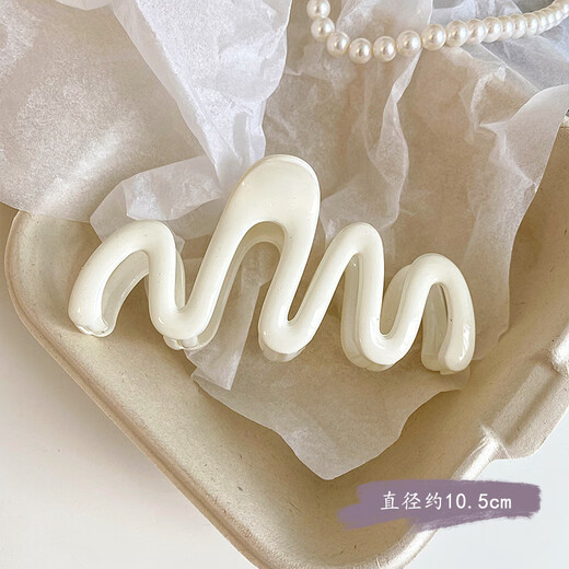 Jisenjia Cream Wave Clip Back of the Head Hair Clip New High-end Hair Clip Large Shark Clip Ins Hair Accessory Dopamine Wave Clip Cream Powder