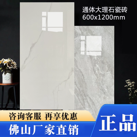 广东佛山瓷砖600x1200地砖全瓷大板客厅灰色卧室通体地板砖磁砖 12802 通体厚板 600*1200-物流费咨询客服