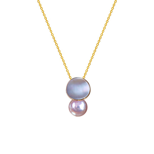 Fenpu Pearl Tiannv True Pearl Pendant Necklace Mother-of-pearl Seawater Pearl Clavicle Chain Free Silver Chain Pearls Without Chain 7 points 5-8mm