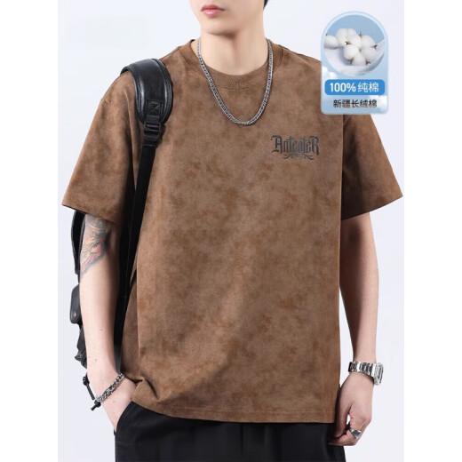 森马（Semir）春季新款水洗重磅纯棉短袖T恤男士2025夏季宽松大码半袖体恤衫 F9896白色 常规 4XL 200-220斤