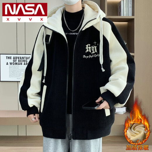 
NASA XVVX teenager plus velvet thickened corduroy jacket for boys in autumn and winter cotton jacket for warm cotton jacket for junior and senior high school students jacket 6625 gray beige white L suitable for 100-115 Jin [Jin equals 0.5 kg]