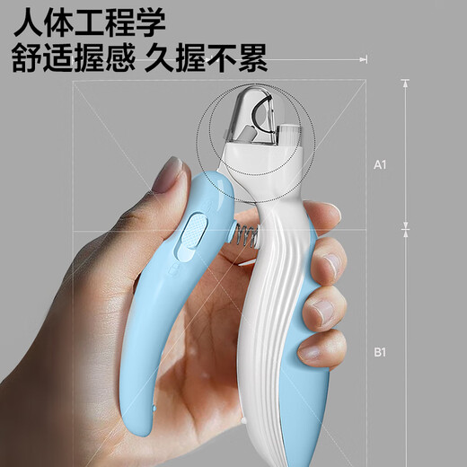 HELLOJOY cat nail clipper special LED light pet cat and dog nail clipper with light to see the blood line to prevent cuts, blue
