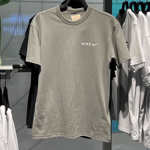 
NIKE Nike Men's Short Sleeve Summer New JUST DOIT Breathable Cotton Half Sleeve Sports and Casual Round Neck T-shirt HF6172-053 Gray L