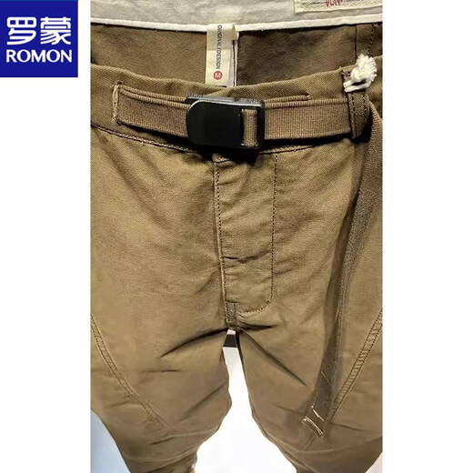 罗蒙（ROMON）特大码300斤美式复古百搭工装裤男春秋小脚哈伦裤男士宽松休闲裤2 黑色【甄选好物】 M 建议80-100斤