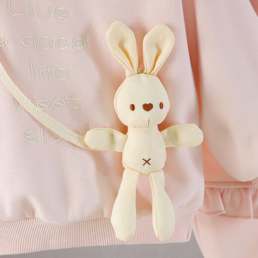 G.DUCKKIDS Little Yellow Duck Baby Girl Autumn Clothing Girls Suit One Year Old Baby Clothes Little Girl Spring and Autumn Casual Sweater Two-piece Set Pink L Two-piece Set 90 Size 1~2 Years Old 80-90cm