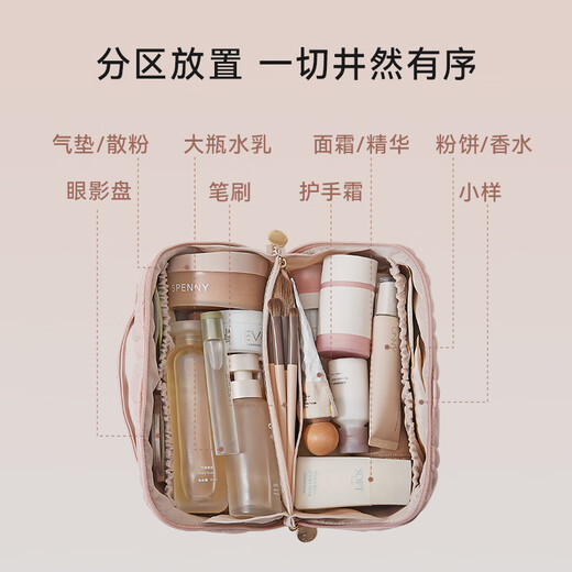 WCZ German cosmetic bag portable outing women 2025 new high-value storage bag large capacity high-end travel business trip spring powder - flat large opening 23.5*10.5*11cm large capacity partitioned storage