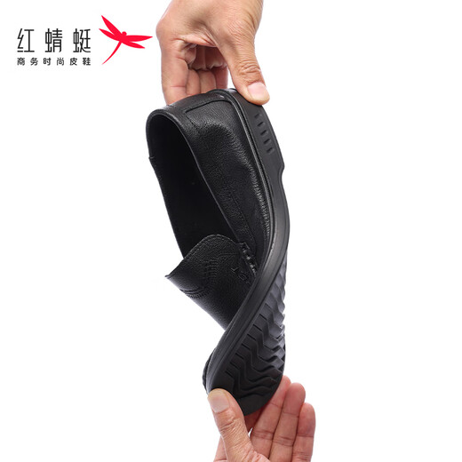 Red dragonfly sheepskin men's shoes slip-on leather shoes men's business casual shoes men's brand loafers men's WLA150521 black 42