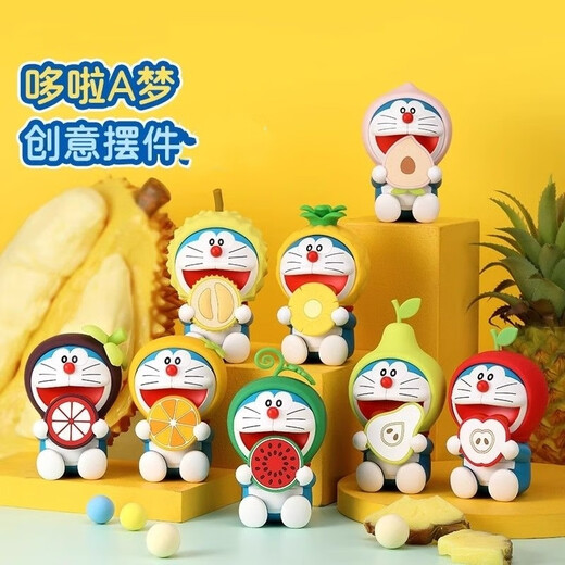 Doraemon Blind Box Obst Dingdang Cat Cartoon Puppe süße Desktop -Ornamente Puppengeschenk [Obst] Dorae 6 Sets (Paket)