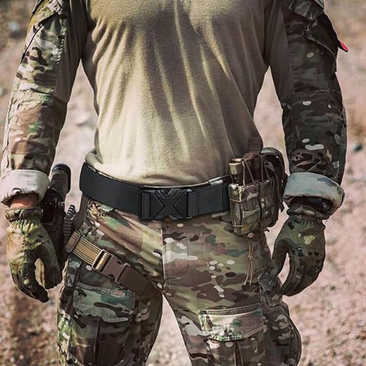 Ousen tactical belt canvas belt men's outdoor quick release elastic buckle mountaineering sports extended military training pants belt