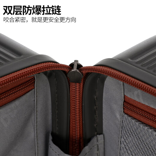 DULA suitcase trolley case multifunctional USB large capacity travel password case leather case rusty gray brown 26 inches