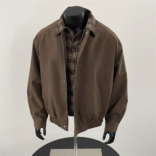 7 high-quality Maillard vintage jackets for men, autumn and winter quilted thickened fake two-piece jackets for men, outdoor lapel warm baseball uniforms NJN-AA32 Brown XL Recommended weight 125-140 Jin Jin equals 0.5 kg