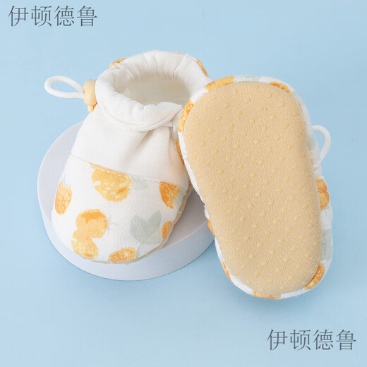 伊顿德鲁新款春秋婴儿鞋子小月龄0-3个月不易掉一岁宝宝学步鞋防滑软底鞋 水墨花草 11 S码内长约10CM(0-6个月宝宝