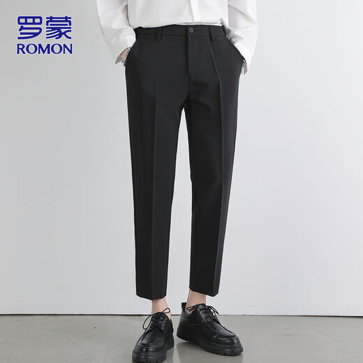 
ROMON casual pants men's pants summer high-end pinch pants men's business trousers black 32