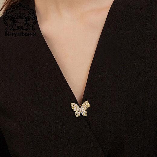 Royal sasa royal salsa hollow butterfly brooch exquisite temperament high-end imitation crystal corsage daily versatile pin lapel pin