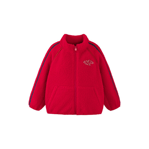 Mini Bala Red Jacket Antistatic Warm Plush Jacket for Boys and Girls New Spring and Autumn