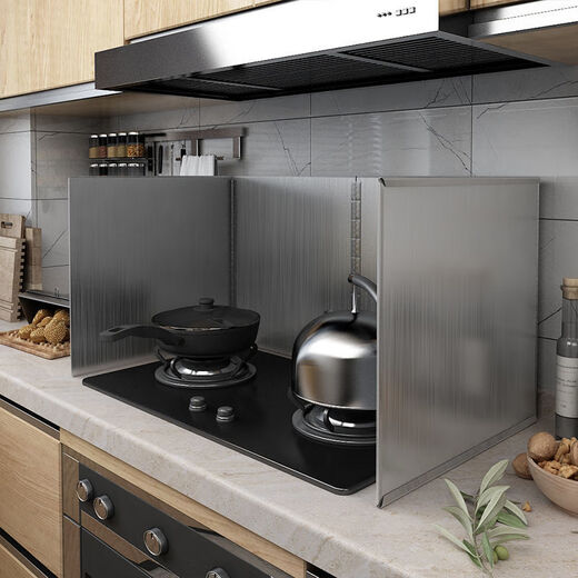 Xiongwochi stainless steel kitchen oil shield for cooking, anti-oil splash, thickened heat shield, range hood, high temperature resistant shield plate protective cover, height 30, depth 30, two fold in one