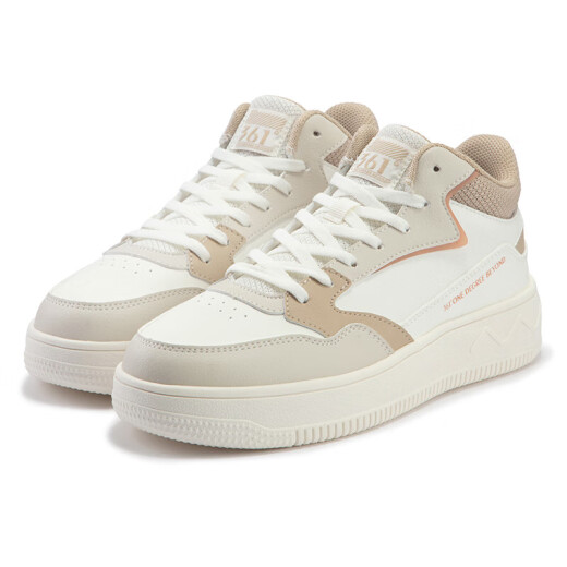 
361 degree casual shoes for women, comfortable and versatile height-enhancing breathable lightweight sports shoes for women, casual shoes for women, feather white/apricot brown [6627-2] 36