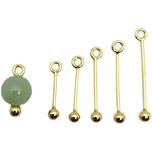 Fat Donglai's same K gold jewelry universal buckle 18K gold round head buckle head through hole accessories with plug round beads jade beads 18K natural color light yellow needle length 20MM, large hole