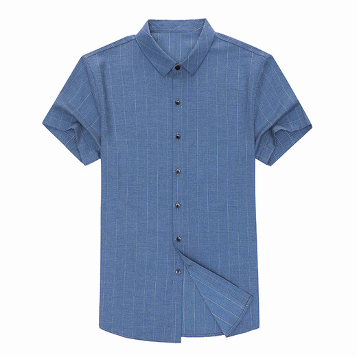 Lilang men's short-sleeved shirt men's summer new pure cotton thin striped middle-aged and young casual plaid free ironing shirt gray 1770 S 165/84A
