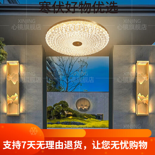 CLCEY全铜户外吸顶灯别墅大门口门前灯室外过道阳台灯防蚊虫庭 X3893-600/方形