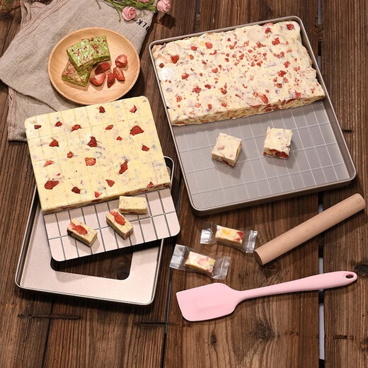 Enjoy Snowflake Crisp Mold Plate Toffee Nougat Grinding Tool Non-stick Biscuit Baking Pan Oven Baking Complete Tool Set (Rectangular) Large Nougat/Snowflake Crisp 4-piece Set