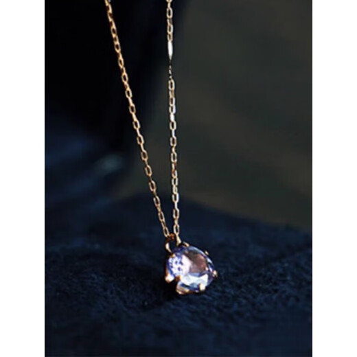 Fat Donglai Tanzanite Pendant Japanese K Gold Plated 925 Silver Single Diamond Women's Niche Gift Chinese Valentine's Day Gift K Gold Tanzanite Necklace