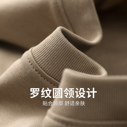 与狼共舞【含桑蚕丝】刺绣短袖T恤2025夏季新款印花亲肤圆领休闲上衣6037 卡其701 L (175)