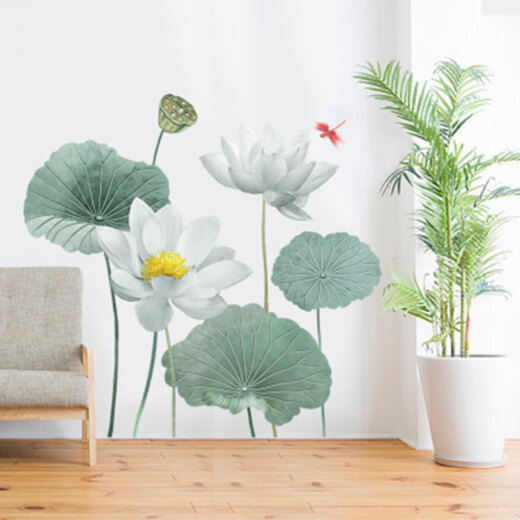 Mira (musong) Entrada de la sala de estar pegatinas de pared de fondo tibio Puerta deslizante de vidrio resistente al agua Pegatinas de decoración de loto anti-colisión GS9719A Diseño de la atmósfera NUEVA PASACIÓN CHINA PASA