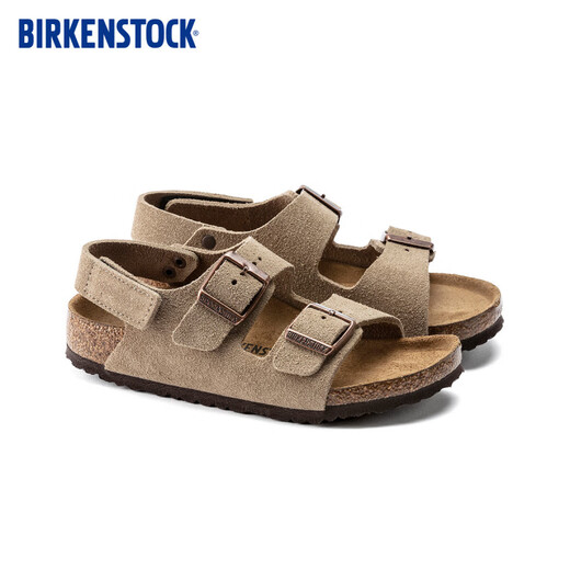 BIRKENSTOCK Germany imported children's cowhide suede comfortable cork Milano ankle sandals sand color regular version 1021627 32