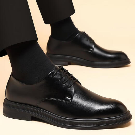 
YRC Yierkang men's shoes in autumn new business formal leather shoes for men's casual inner height-enhanced lace-up soft-soled wedding shoes brown single shoes 11303 standard size 38