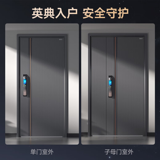 英典麒麟甲级防盗门家用入户门智能门进户门子母门防撬防爆别墅大门 2150*1050/2250*960 【基础款】高端指纹锁