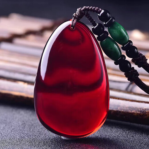 Olevo Baltic Sea blood amber beeswax Wushi brand water droplet blood amber pendant wine red necklace for men and women A type