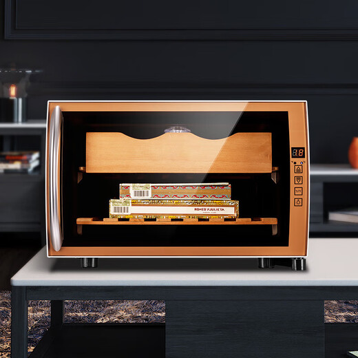 CIGARLOONG 25C cigar cabinet temperature controlled and moisturizing Spanish cedar wood naked small mini humidifier cabinet household energy-saving silent electronic cabinet dual-core dual-core refrigeration constant temperature red wine cabinet golden cigar style 25L cigar cabinet