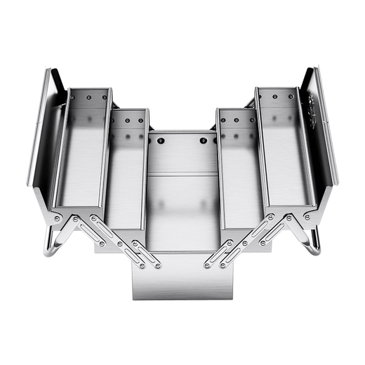 DELIXI ELECTRIC stainless steel tool box storage box three-layer folding household thickened portable hardware industrial grade storage box three-layer stainless steel large + password lock