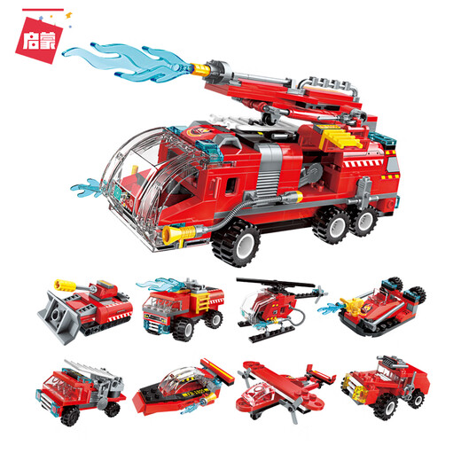 Enlightenment Fire Protection Series Building Block Car Small Particle Assembly Children's Toy Car 6-12 Years Old Boy Gift 1805 12027/Fire Rescue Helicopter