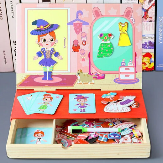 Kindermagnetpuzzle Kleider ändern Spiel Magnetische Aufkleber für Jungen und Mädchen 3-6 Jahre alte Aufkleber Spielzeug Kindergarten 5 Happy Farm