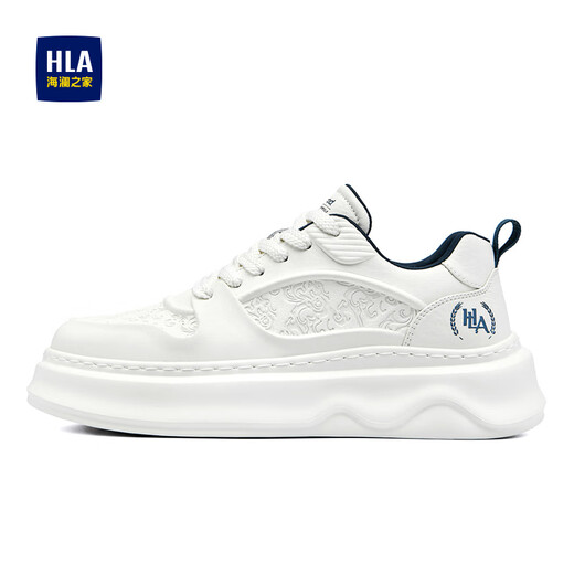 HaiLan Home HLA men's shoes trendy embossed heightened casual shoes versatile thick sole shoes HAABXM1EAP039 white and blue 42