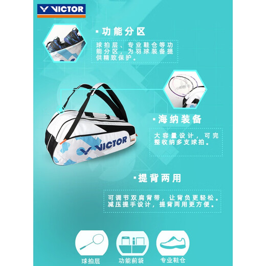 Victor Victory Badminton Bag Rectangular Bag Club Club Series Men et femmes Sac à main de grande capacité BR6219 Authentique BR6219-R PARROT GREEN BR6219-R